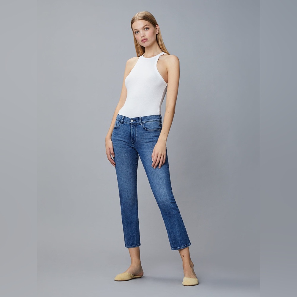 DL1961 Mid Wash Cropped Straight Jeans